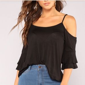 Fashion Nova Double Up Cold Shoulder Top